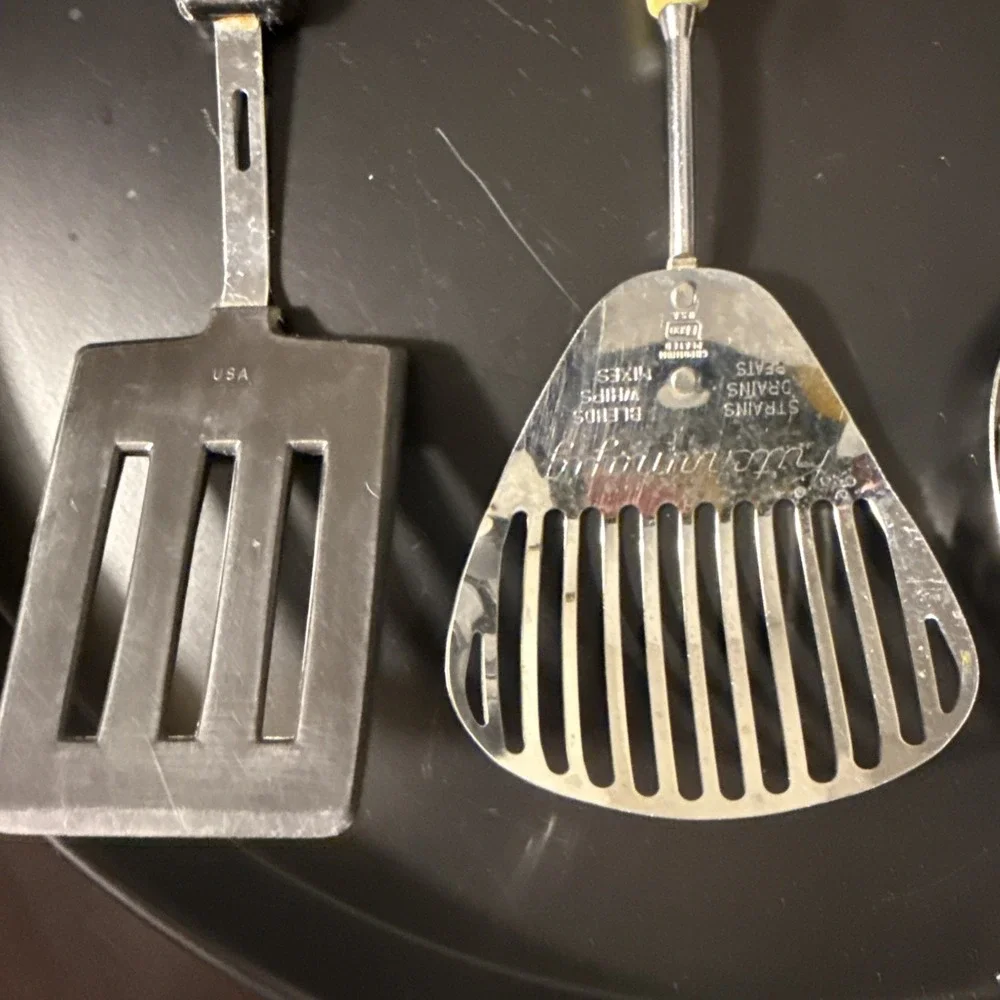 Vintage Ekco A&J Slotted Spatula Skimmer Spoon Kitchamajig Utensil Lot‎ 3 PC USA